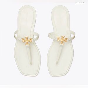 Tory Burch MINI MILLER JELLY Saldal white and Gold- Used condition- size 8